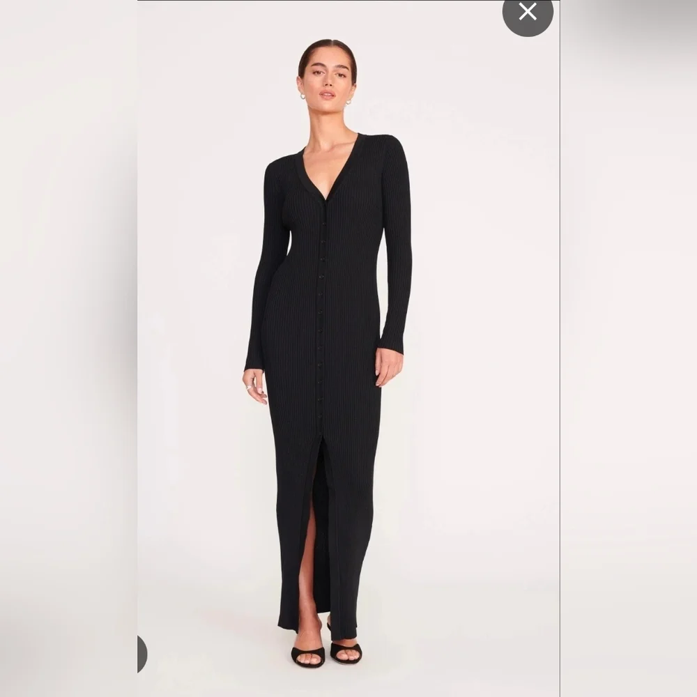 STAUD Black Long Sleeve Maxi Dress Size L Nwot - Picture 2 of 4